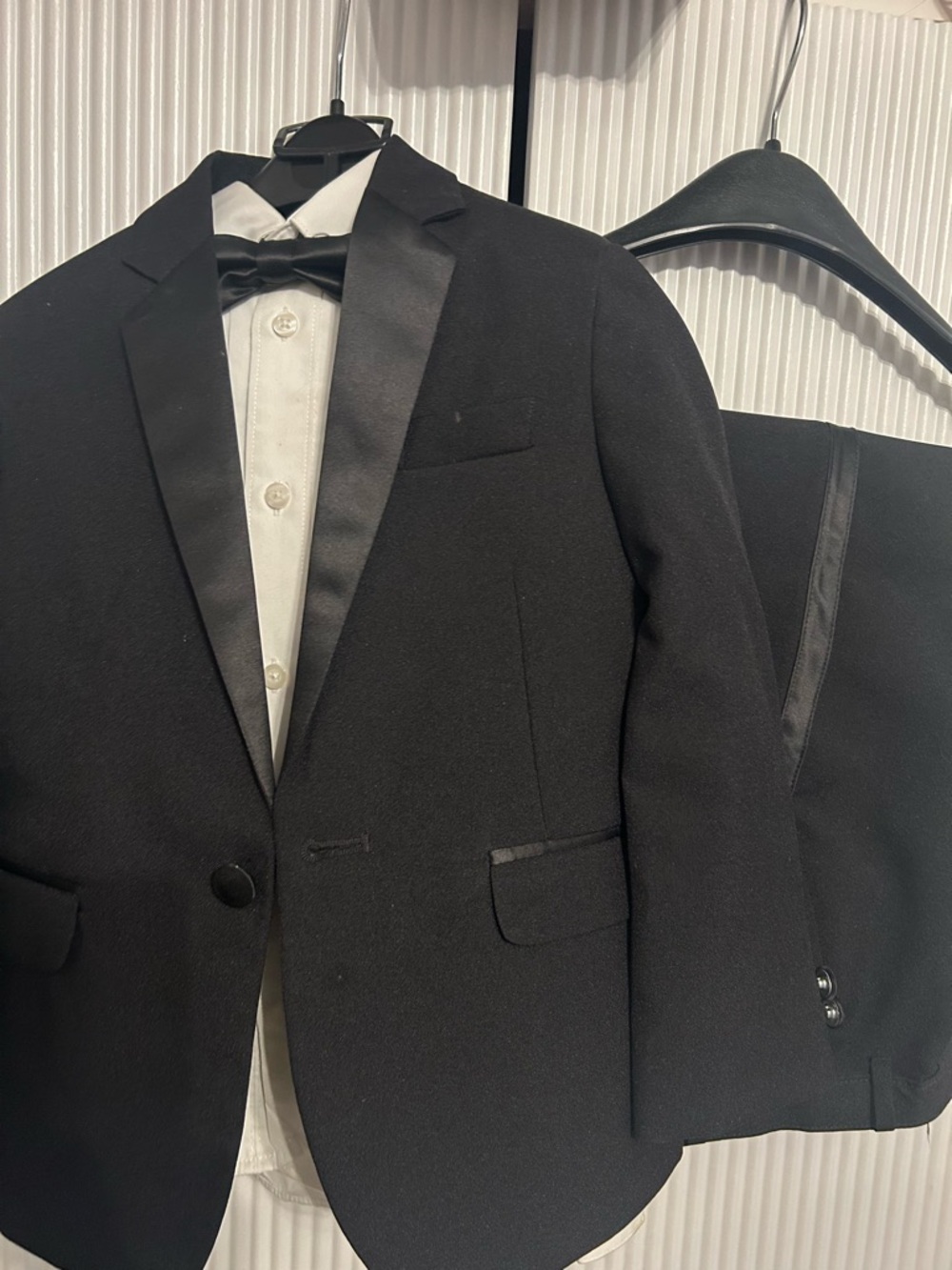 Nautica Boys Black Satin-Lapel Tuxedo Set with Bow Tie